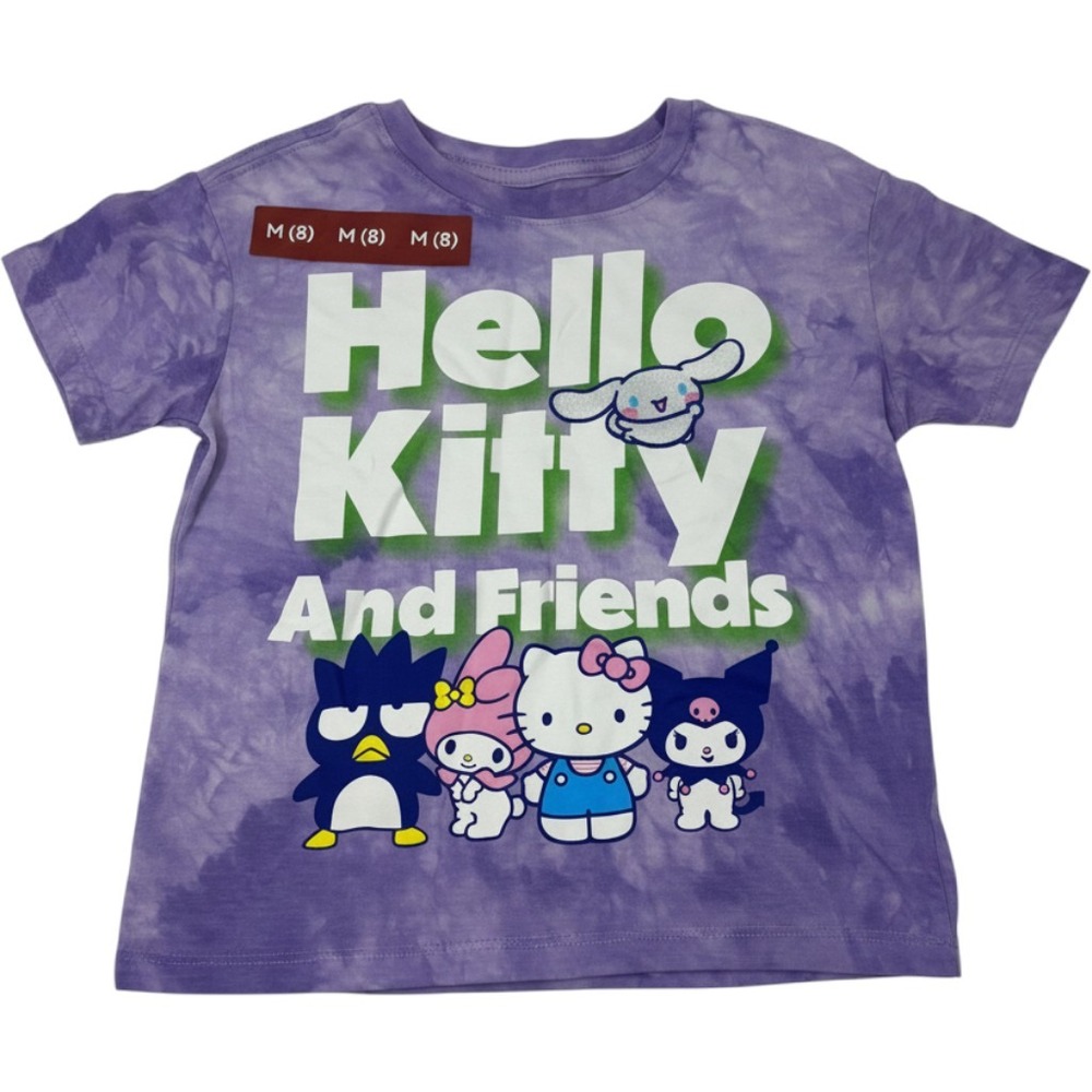 Sanrio Hello Kitty and Friends Purple Tie Dye Graphic T-Shirt Kids Size M 8